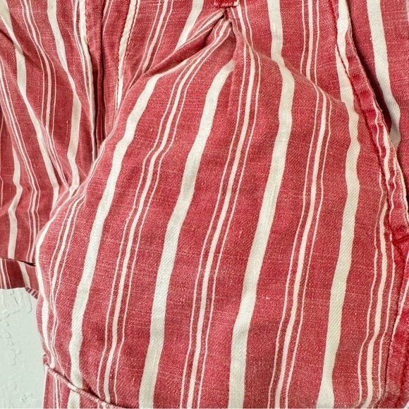 American Eagle 2 Red Striped Paperbag Linen Viscose Shorts - Picture 10 of 12